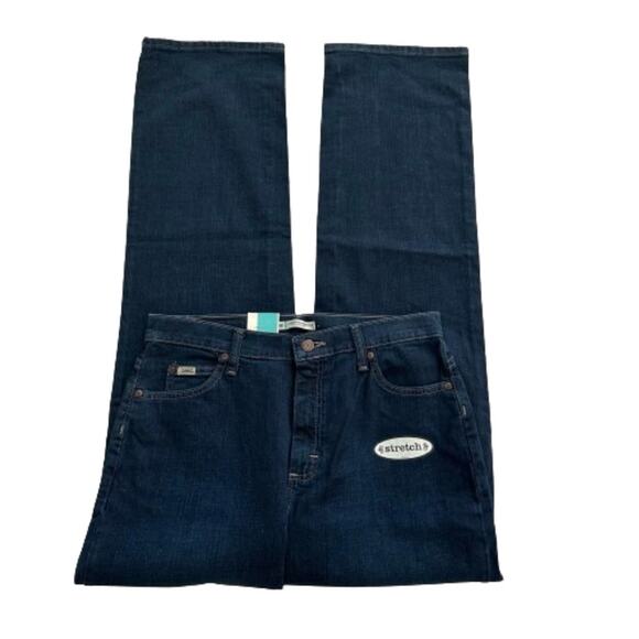 Lee Dark Wash High Rise Stretch Relaxed Fit Straight Leg Denim Jean Size 10 Long - Picture 10 of 12